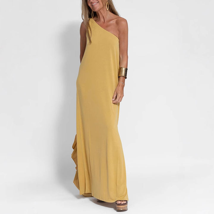 Dame Maxi kjole med asymmetrisk snit og elegant slids Stilla