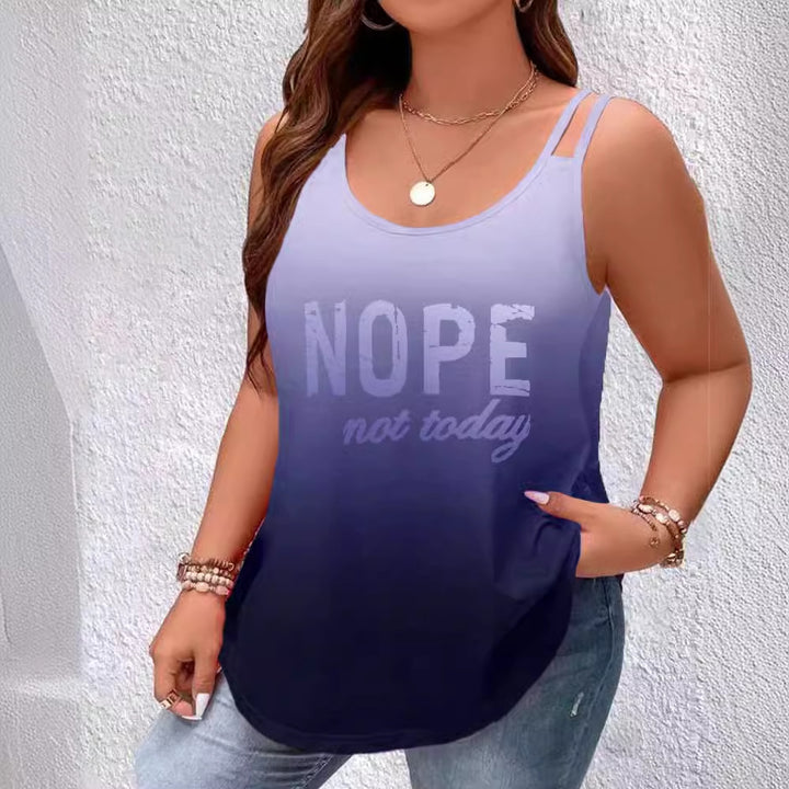 Dame afslappet tanktop med moderne ombre-effekt og sjovt statement Stilla