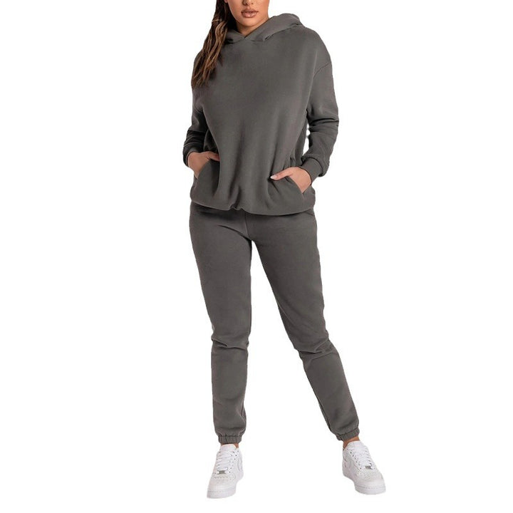 Kvinders casual hoodie sæt med praktiske lommer og elastisk talje Stilla