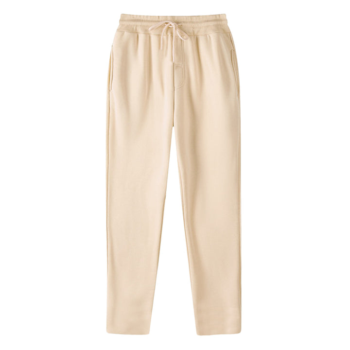 Herrer nan lige Sweatpants lavet af meleret bomuldsblanding med elastisk linning snoretræk og sidelommer Skovae