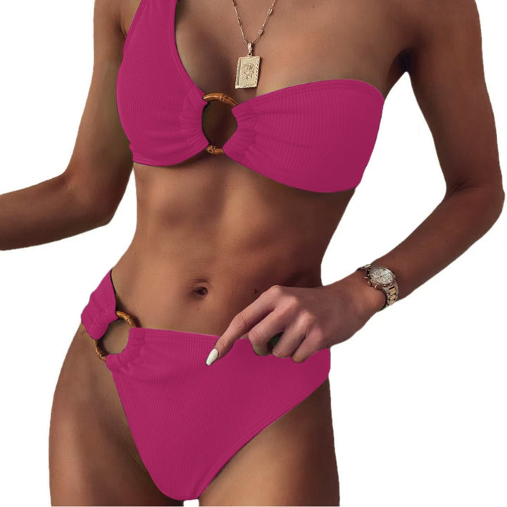 Dame Stilfuld Triangel-Bikini med gyldne detaljer Skovae
