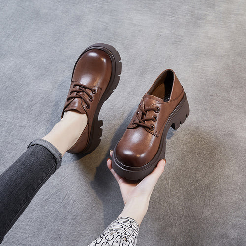 Dame Chunky Platform Oxfords med stilige snørebånd Stilla