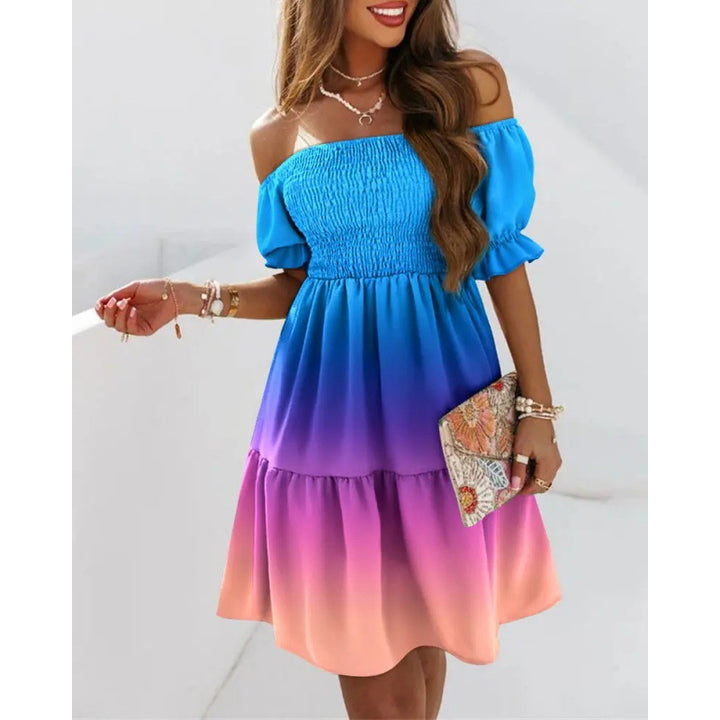 Dame Off-Shoulder Floral Lagdelt Kjole Stilla