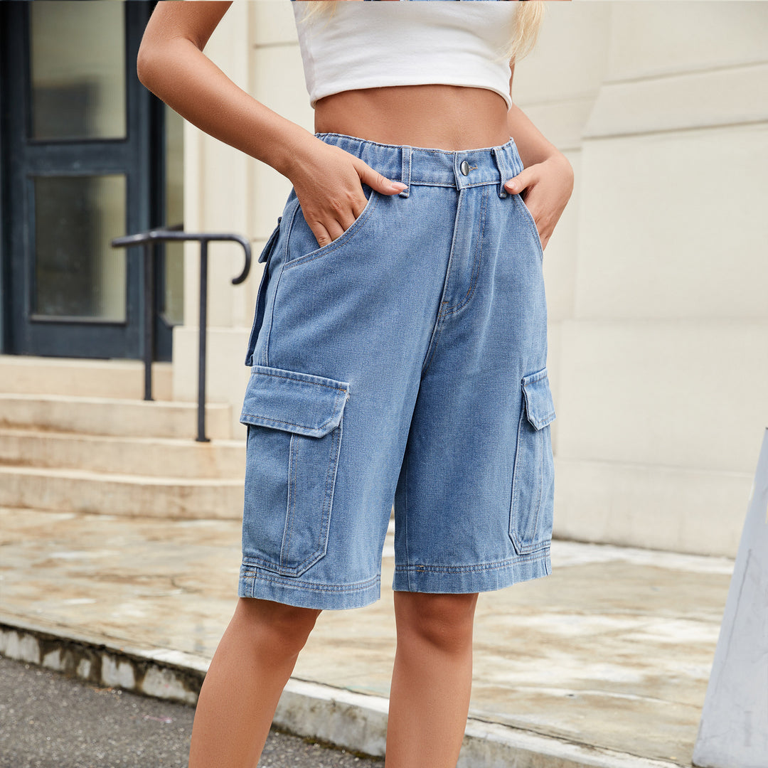 Dame cargo-shorts med elastisk talje og praktiske lommer Stilla