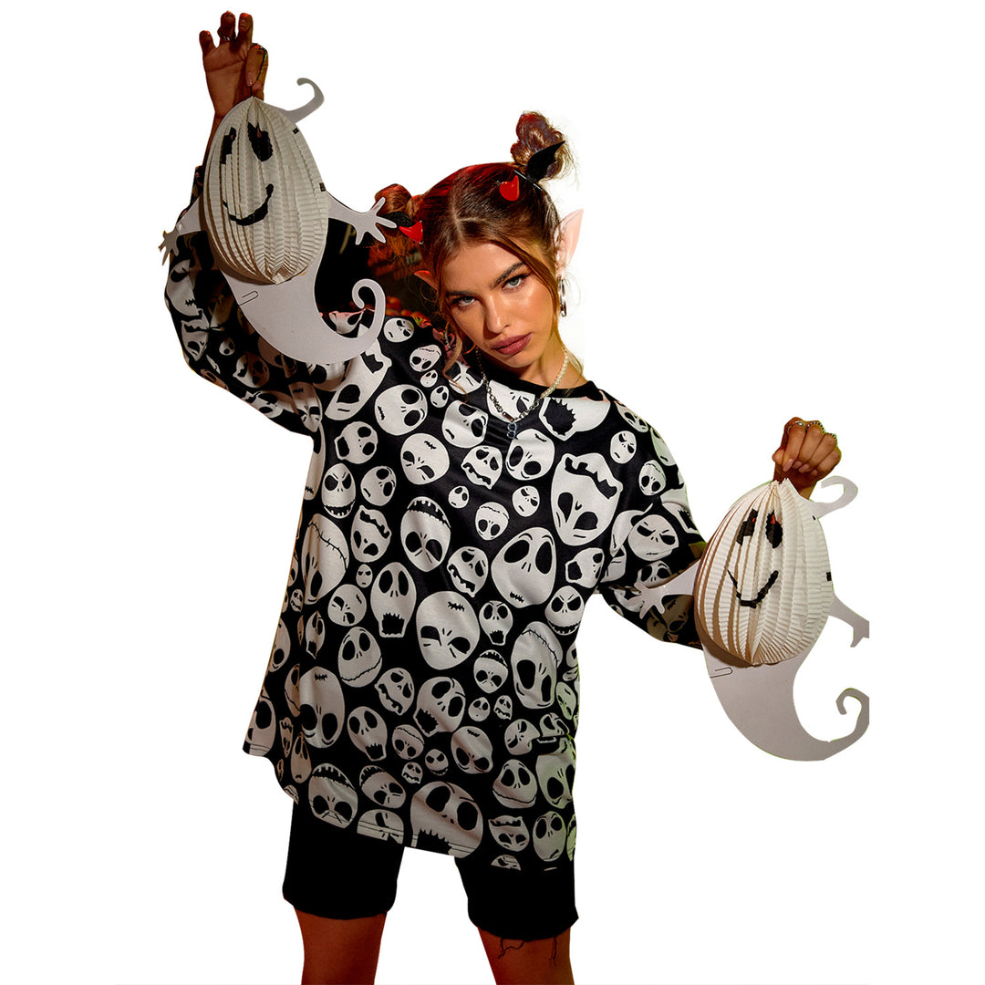 Dame oversized sweatshirt med unikt kraniedesign Stilla