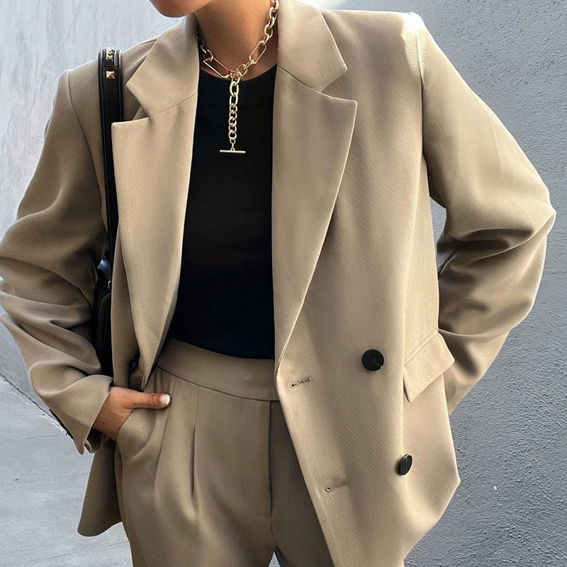 Dame Elegant to-navet blazer-dragt med bred pasform Stilla