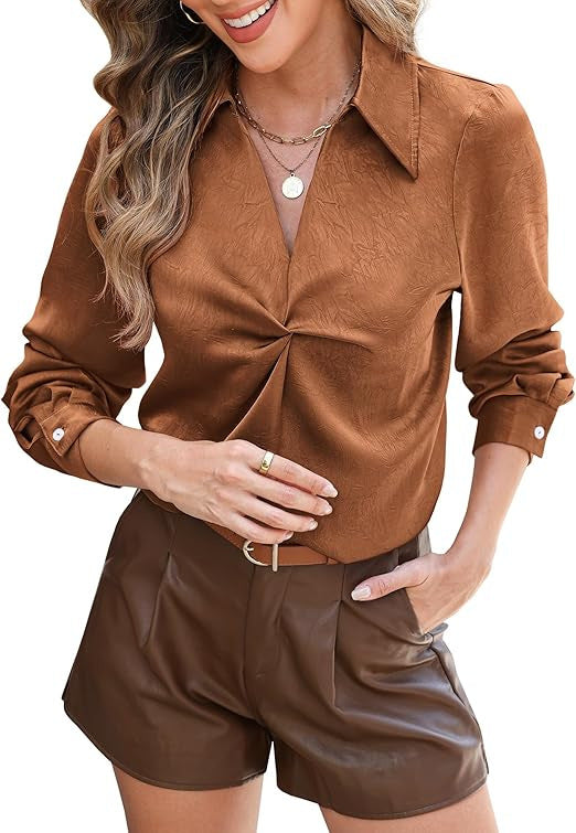 Kvinders elegante bluse med lukkede manchetter og twist-detail Stilla