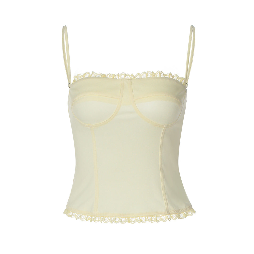 Dame corsage top med spids detaljer Skovae