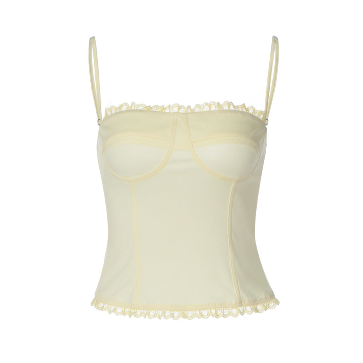 Dame corsage top med spids detaljer Skovae