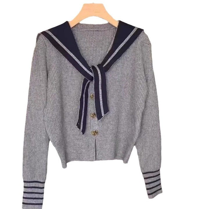 Damer cardigan med nautisk krave og dekorative knapper Stilla