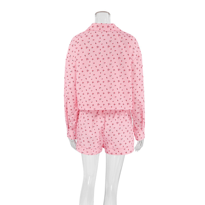Dame pyjamasæt med blomsterprint og løs pasform Stilla