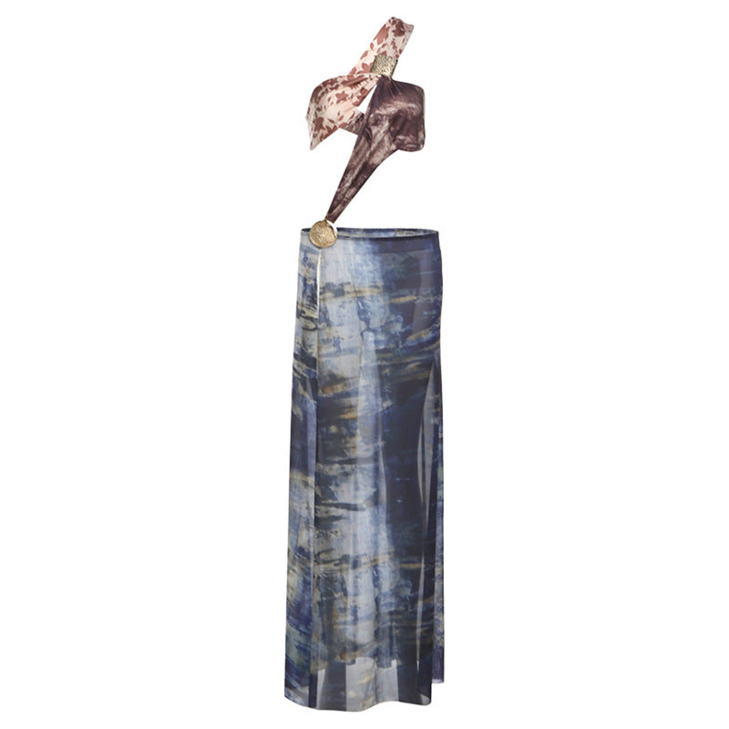 Dame Maxi-nederdel med asymmetrisk top og elegant design Stilla