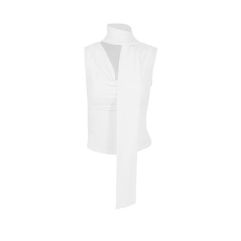 Damer Elegant top med moderigtigt tørklæde-design Skovae