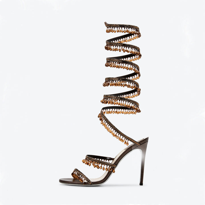 Femme Strappy Strass-besatte Stiletto-hæle sandaler Stilla