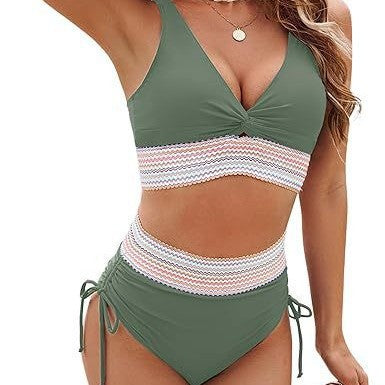 Dame Højskåret Bikini med romantisk spidse-detalje Skovae