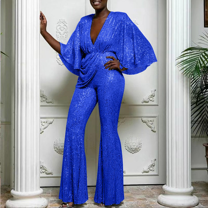 Dame Glamourøs Jumpsuit med vinger og paljetter Stilla