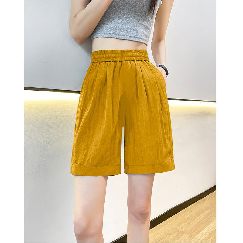 Kvinder casual shorts med elastisk talje og sidelommer