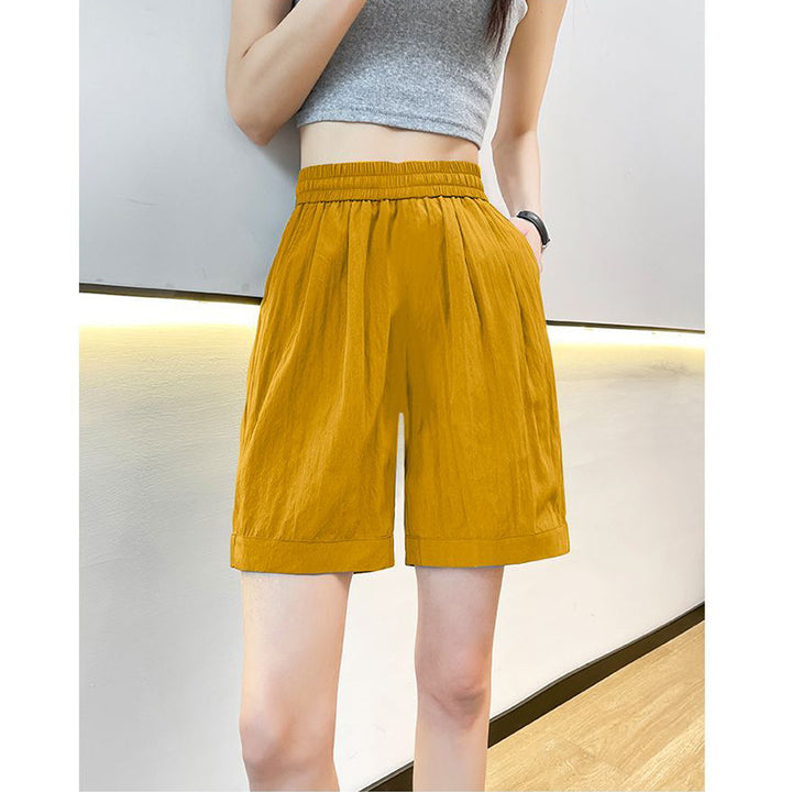 Kvinder casual shorts med elastisk talje og sidelommer