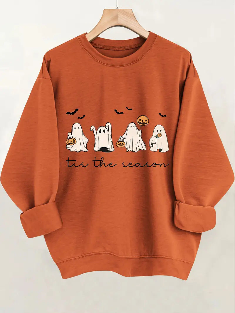 Kvinders sweatshirt med muntert Halloween-motiv og afslappet snit Stilla