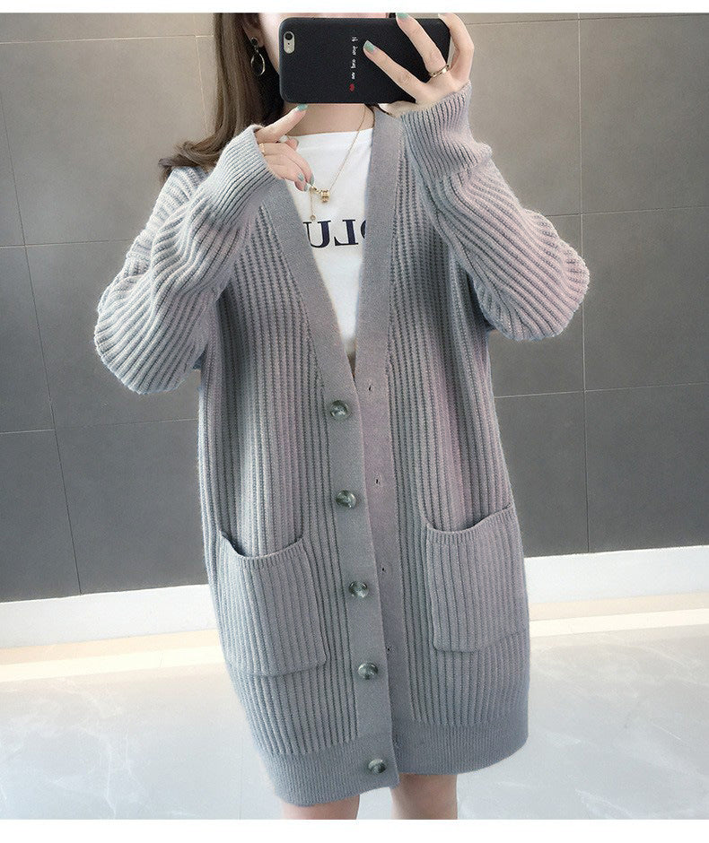 Kvinders cardigan med patchlommer og knapstolpe Stilla