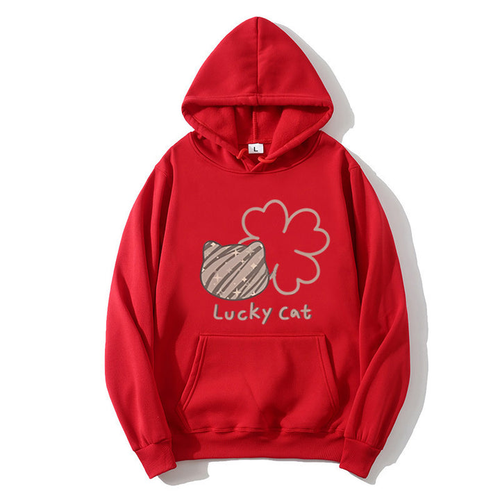 Kvinders hoodie med kreativ kat design og heldig motiv Skovae