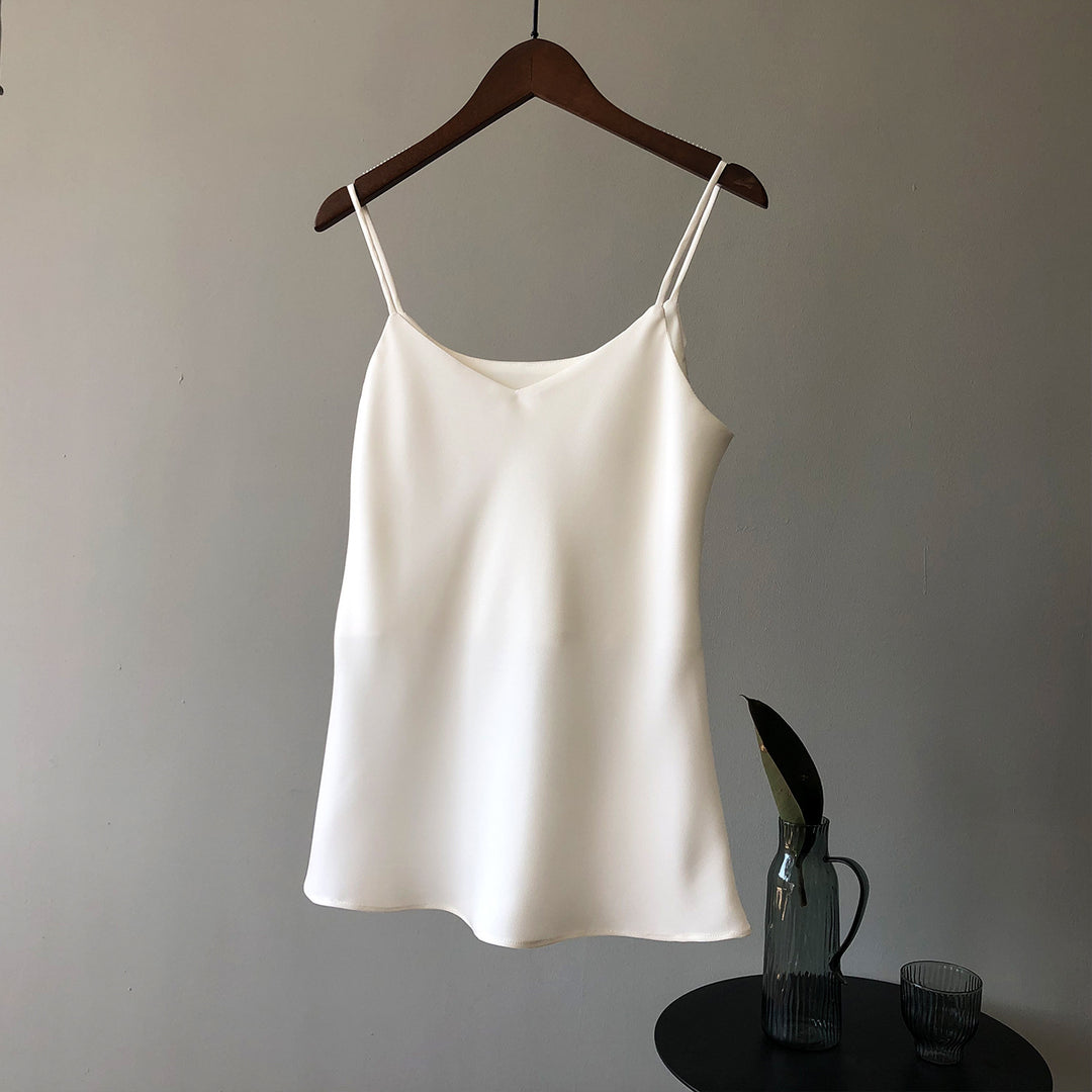 Dame elegant camisole-top med fint satinmateriale og justerbare spaghetti-stropper Stilla