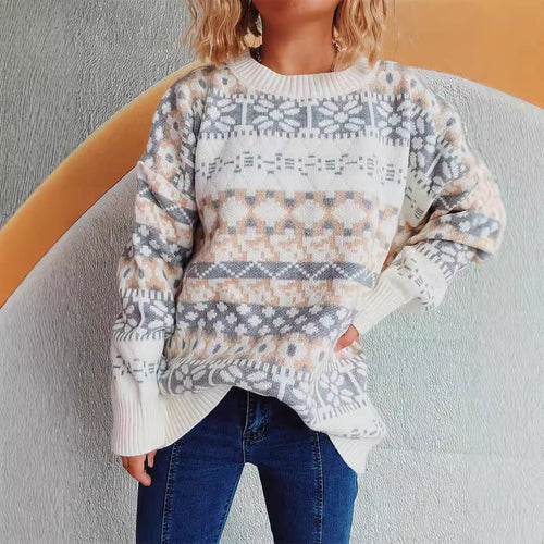 Kvinder komfortabel sweater med traditionelt norsk mønster og afslappet snit Stilla
