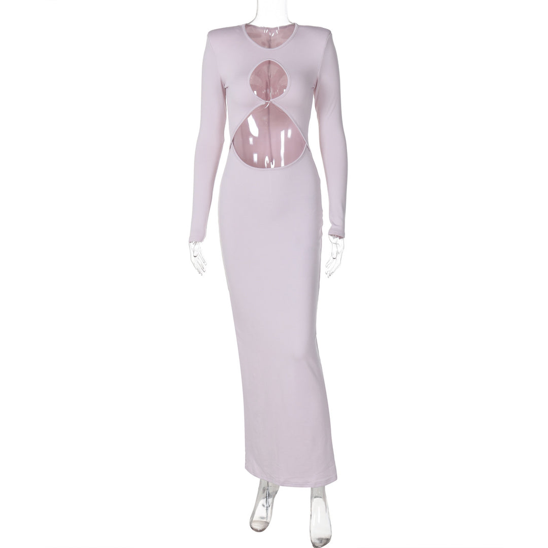 Dame Elegant Maxikjole med transparente indsatser og innovativt cut-out-design Stilla
