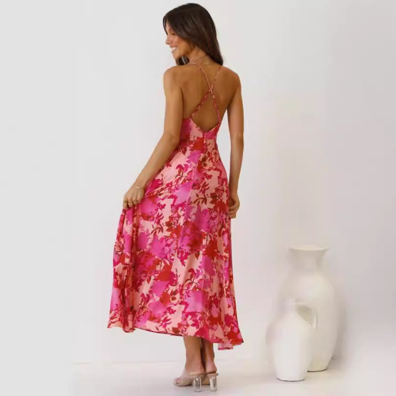 Damer floral-inspireret A-linje Midi-kjole Stilla