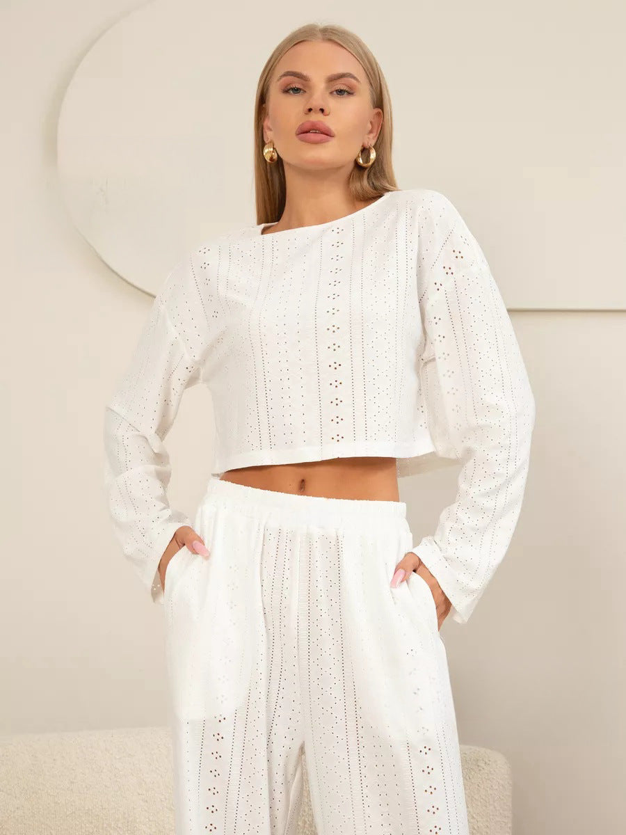 Damer Høj kvalitets Crop-Top med hulmønster Stilla
