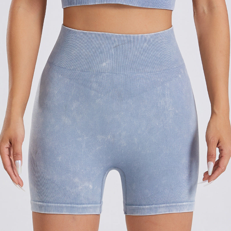 Stilla | Tie Dye Strik Yoga Shorts Anti Skammelse Fitness Hurtig Tørrende Hofte Løft Bukser