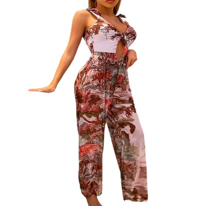 Damer Sommerlige Jumpsuit med blomsterdesign Skovae