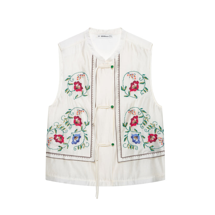 Femme Broderet Knap-Vest Stilla