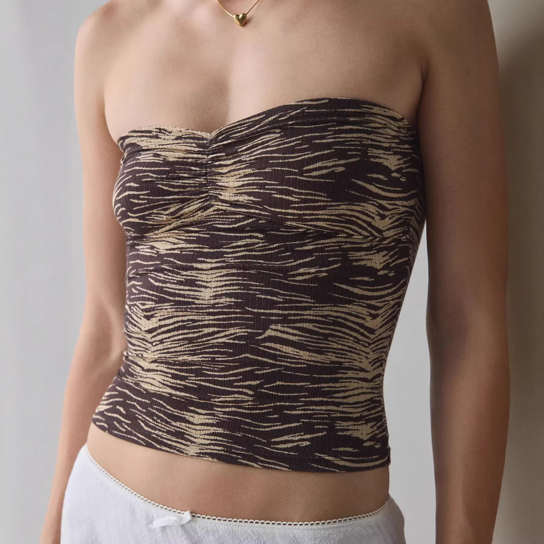 Dame bandeau-top med raffinerede striber Skovae