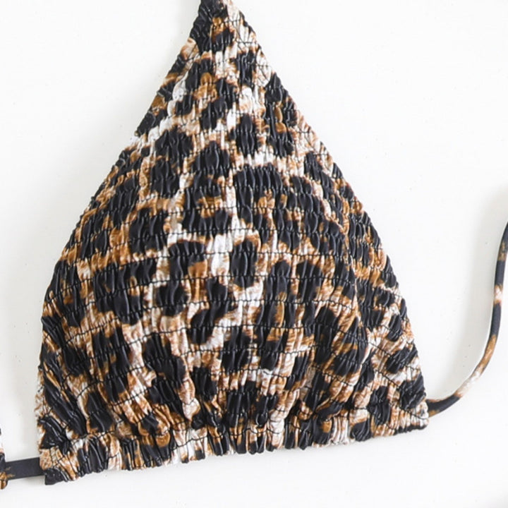 Dame triangle bikini med trendy dyreprint og høj benudskæring Skovae