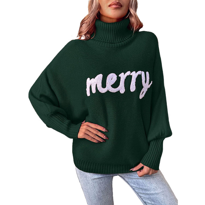 Dame sweater med høj krave og festlig inskrift Stilla