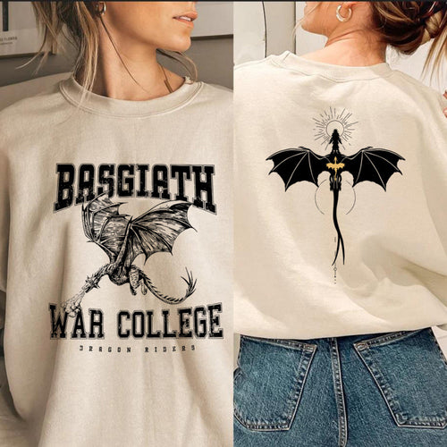 Kvinders sweatshirt med kreativ dragemotiv og unikt college design Skovae