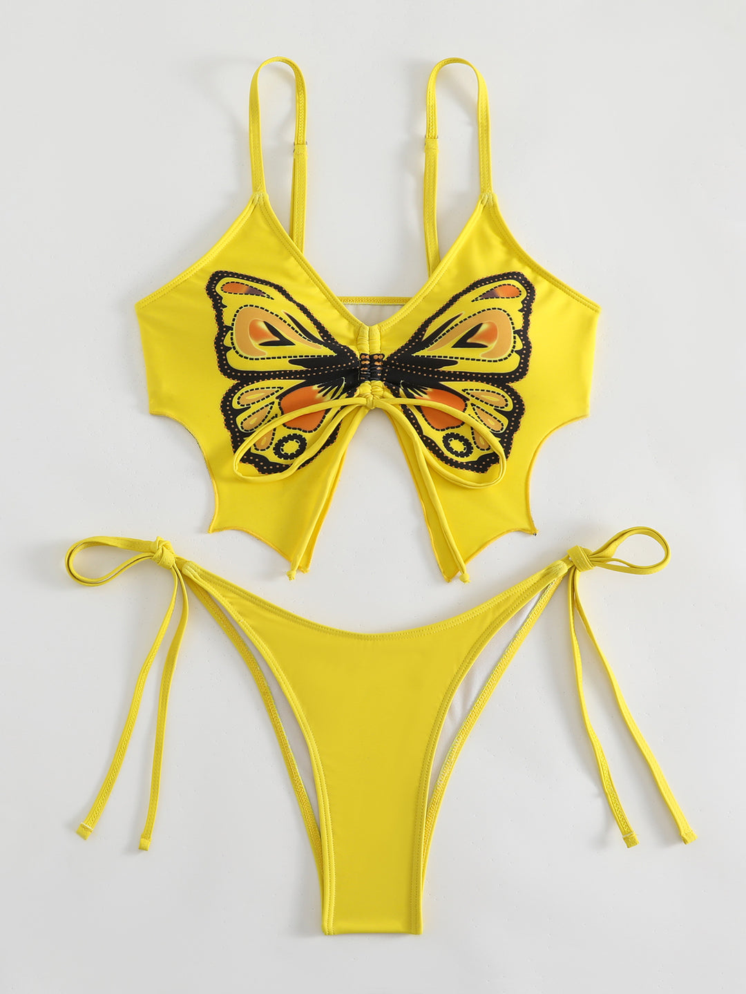 Dame sommerfugltryk højt skåret bikini sæt Stilla