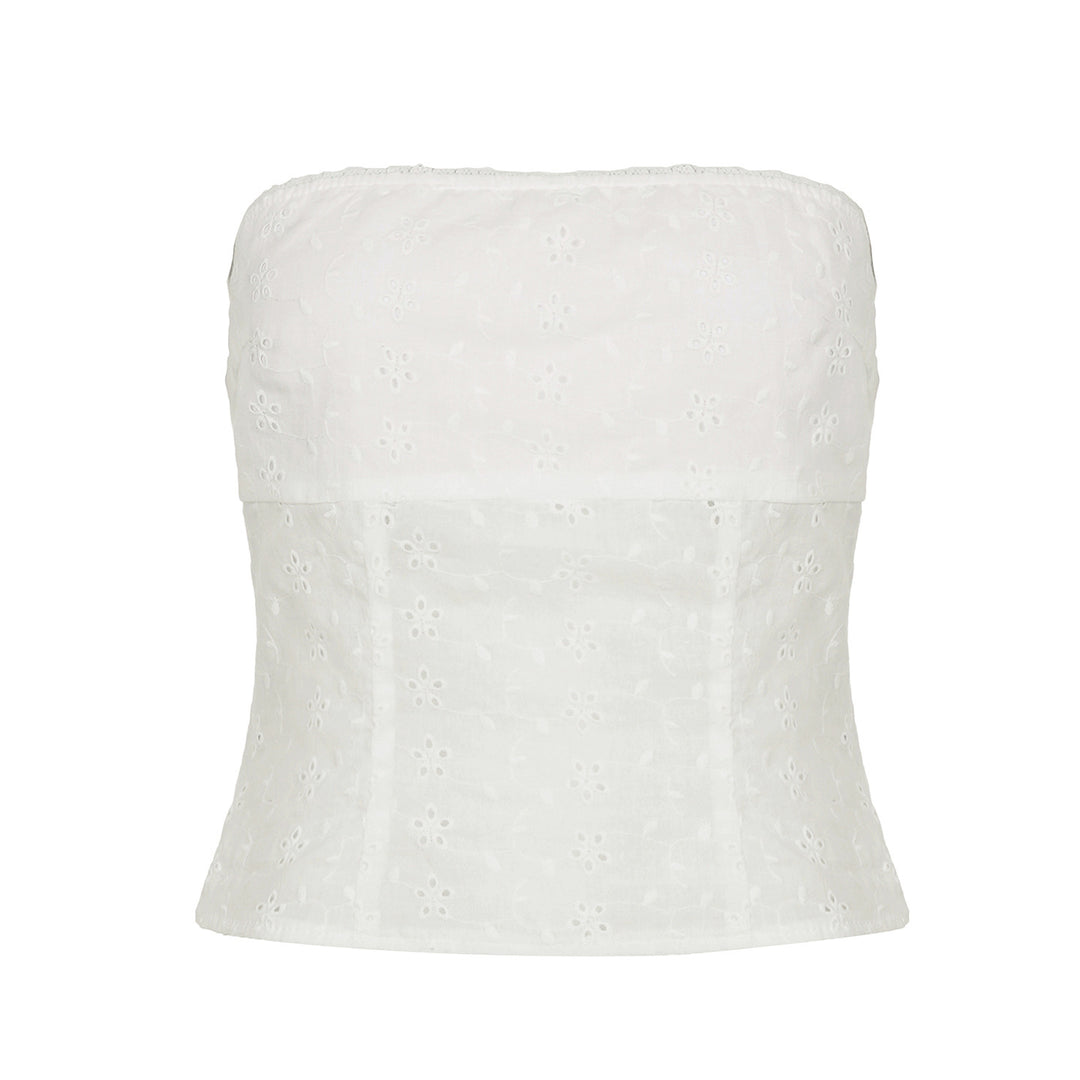 Damer afslappet bandeau-top i blomsterstof Skovae