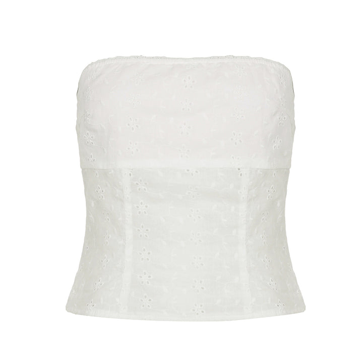 Damer afslappet bandeau-top i blomsterstof Skovae