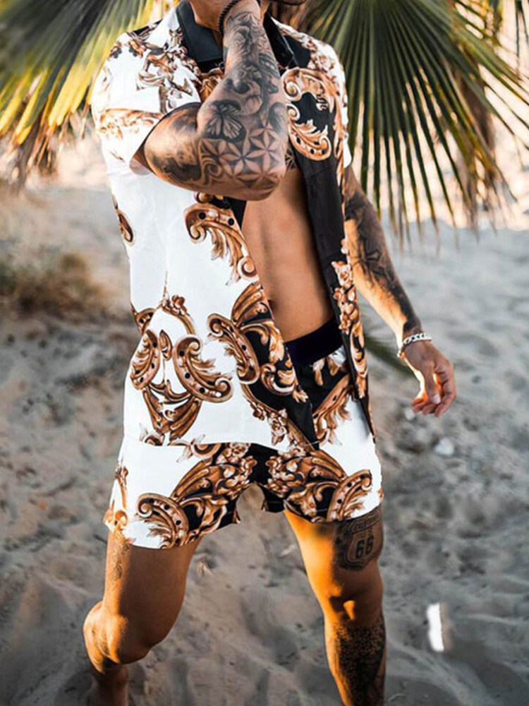 Herrer Elegant Kortærmet T-shirt og Shorts Sæt Stilla
