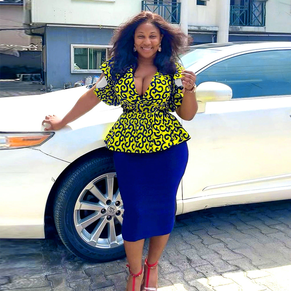 Dame Elegant Peplum-top med off-shoulder ærmer og blomsterprint Skovae