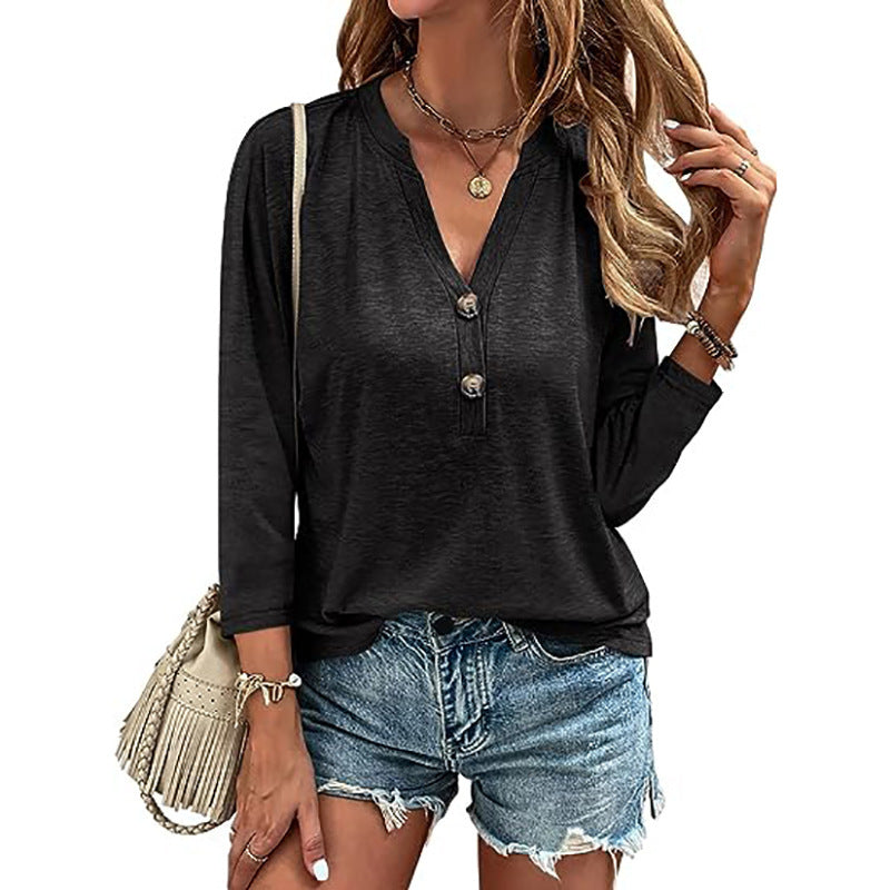 Dame Casual Longsleeve med knapdetaljer Stilla