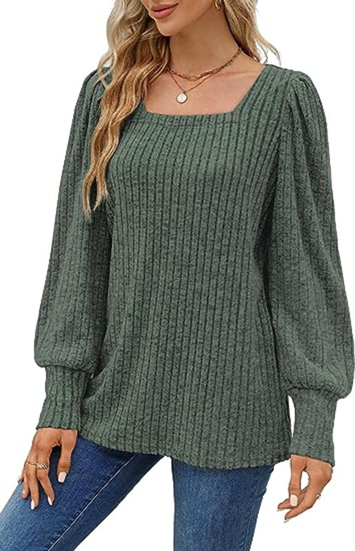 Dame sweater med ribbet design og ballonærmer Stilla