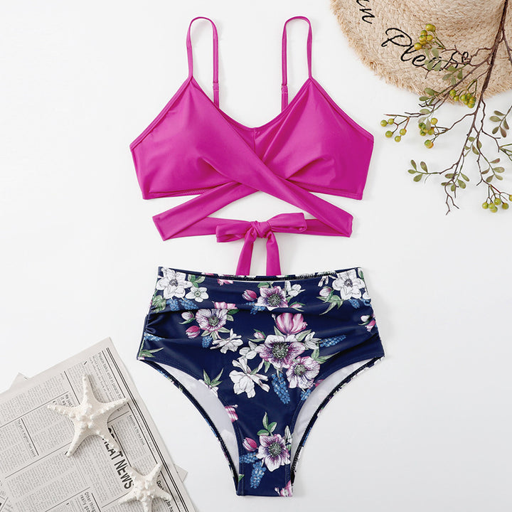 Dame Crop-Top bikini sæt med flettet design Skovae