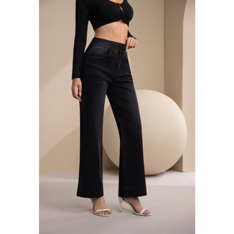 Dame brede High-Waist Jeans med klassisk snit og moderne touch Skovae