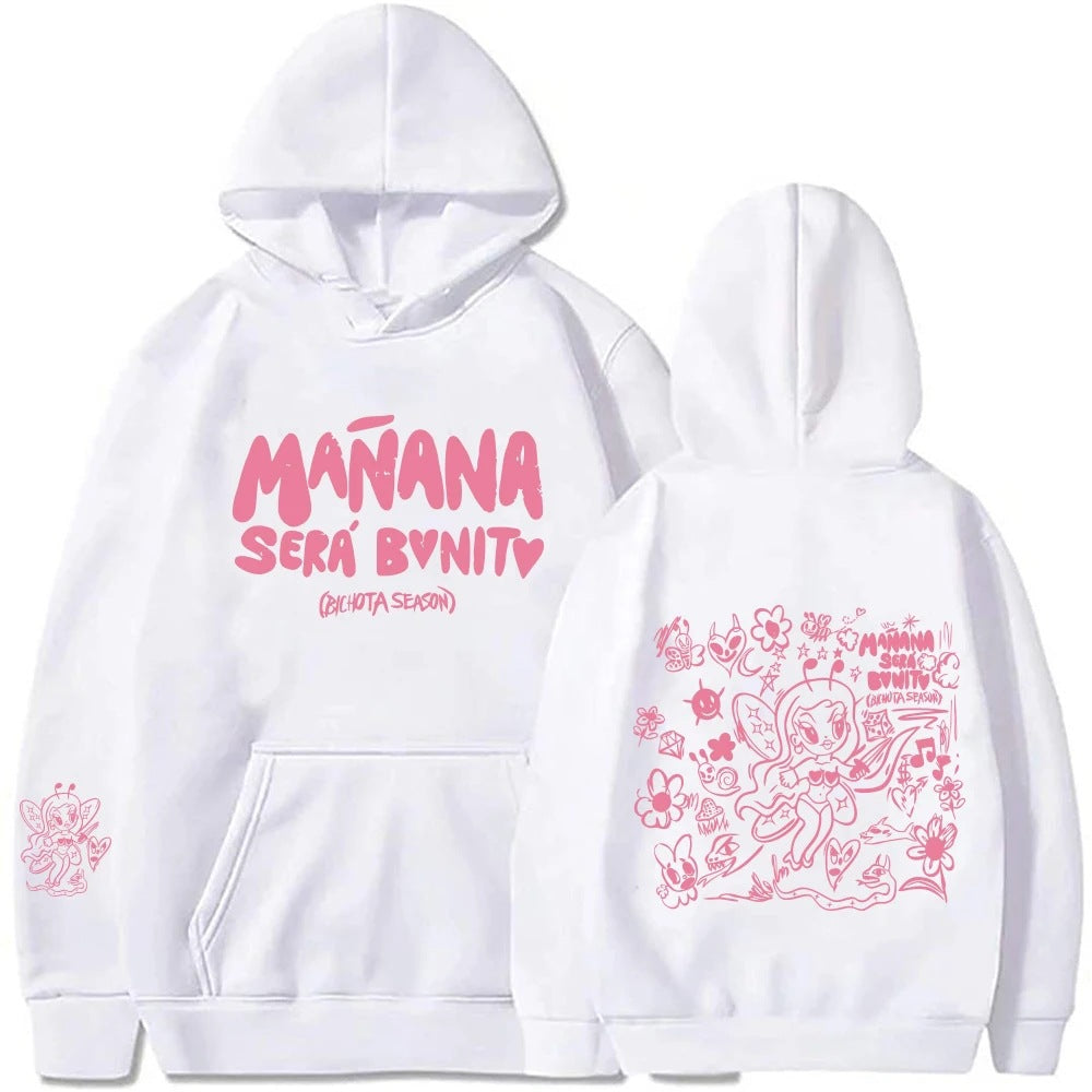 Kvinders hoodie med kreativt print og praktisk kængurulomme Skovae