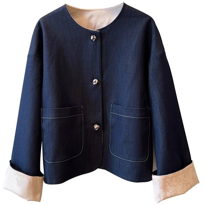 Dame Denim-jakke med elegante detaljer og praktiske lommer Stilla