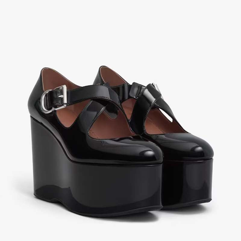 Femme Elegante Plateau Mary Jane Højhælede Sko med smart Spændedetalje Stilla