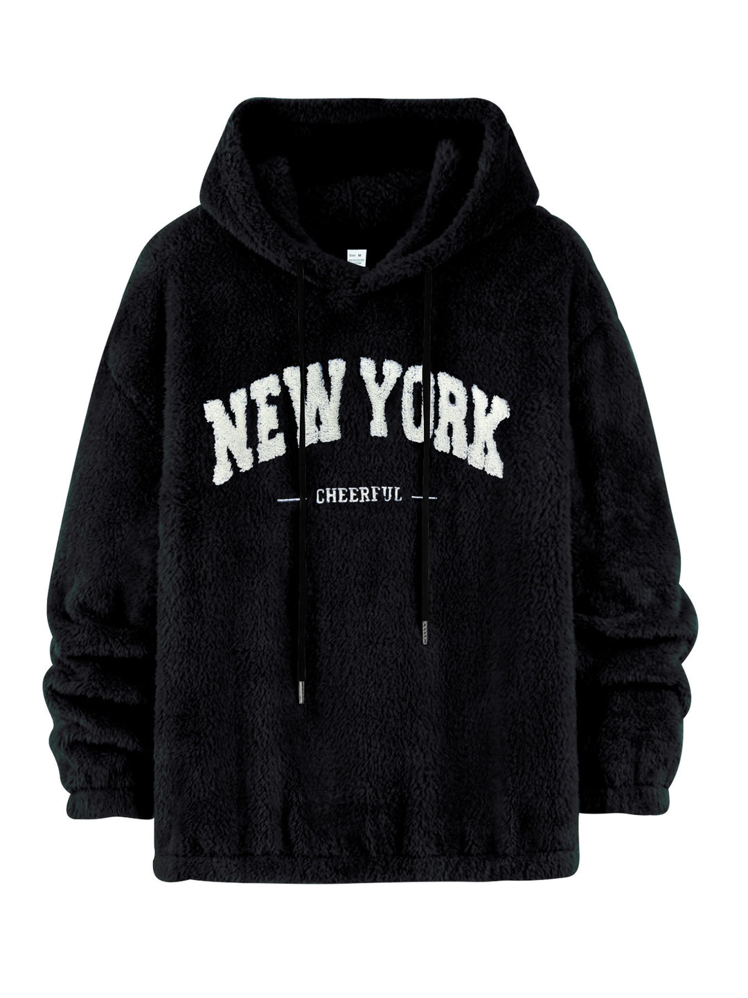 Unisex nan hyggelig fleece-hættetrøje med chenille-logo, hætte og elastisk bund Skovae